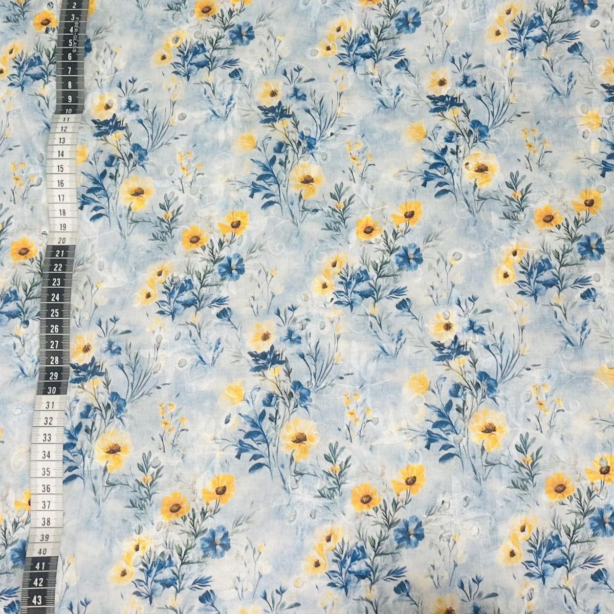 Blomster Broderi - Blå